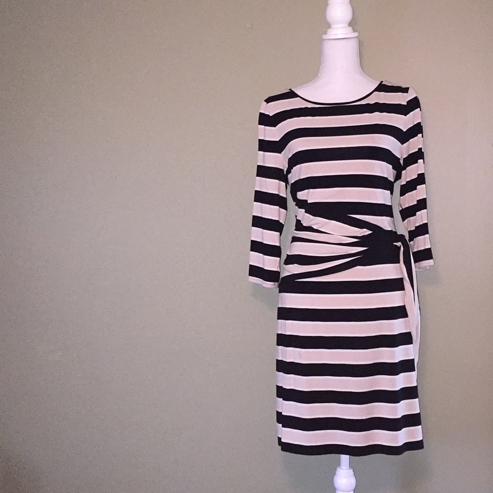 WHBM stripped cinched tee shirt dress